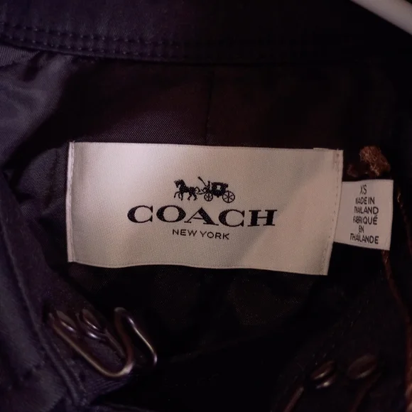 Coach Black Trench Coat Double-Breasted Belted - Picture 2 of 3